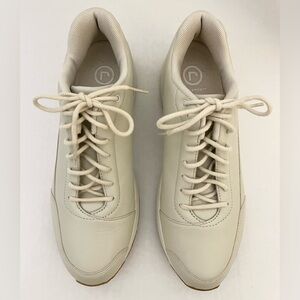Rockport ProWalker Leather Lace Up Athletic Walking Shoes in Cream/Beige. Sz 8.5